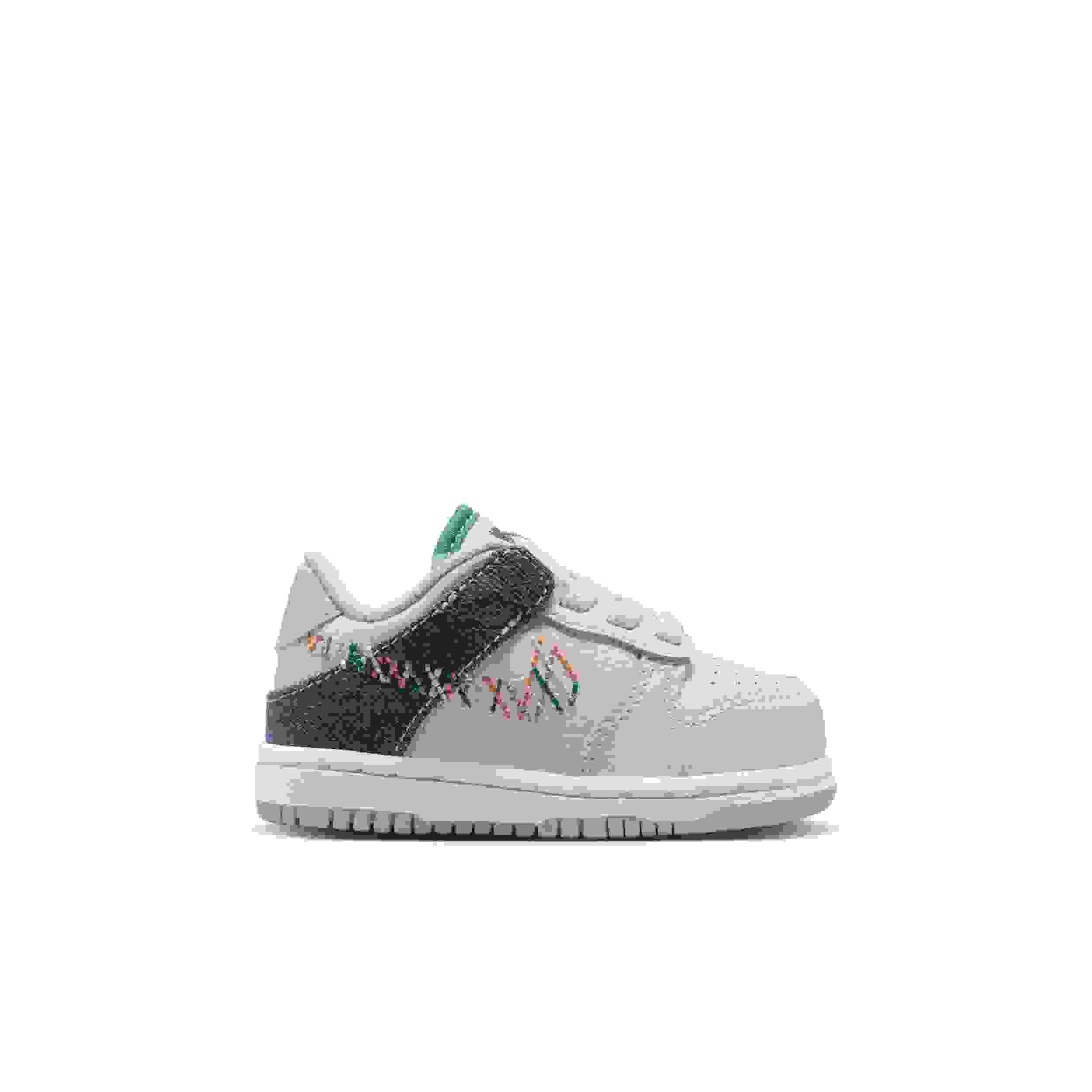 Nike Dunk Low Infant Girls' "Soft Pearl/Blue Denim/Midnight Navy/Multi-Color" Shoe
